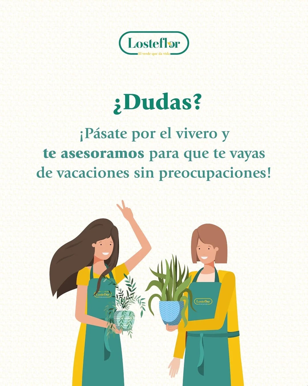 Asesoramiento Losteflor para cuidar plantas en vacaciones en Chiclana